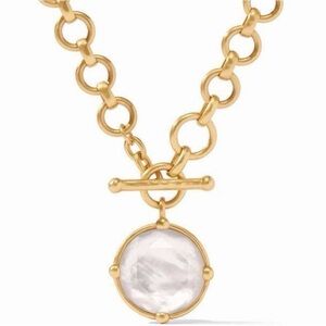 Julie Vos Honeybee Demi Necklace Elegant Gold Chain Necklace with White Pendant
